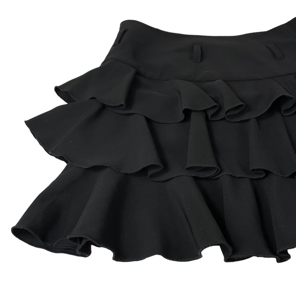 Express Design Studio Black Layered Ruffled MIDI Cocktail Skirt Spandex Blend 0 - Picture 7 of 12
